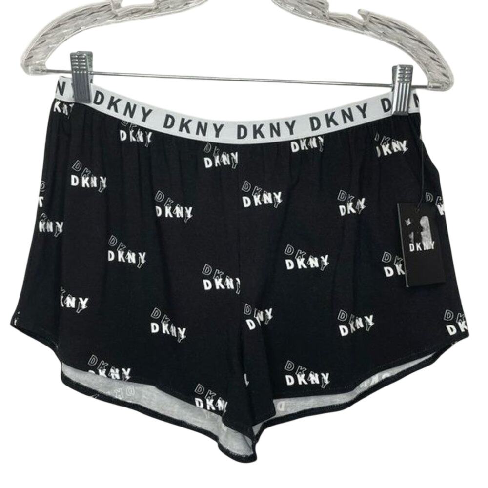 DKNY LOGO KNIT WOMANS PAJAMA BOXER SHORTS black/white Medium